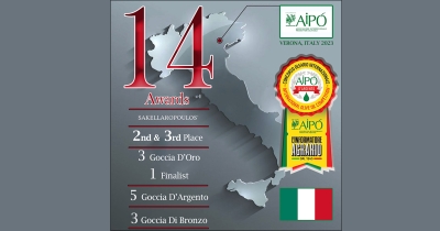 AIPO 2023: Κορυφαίες διακρίσεις στην Ιταλία για τους βιολογικούς ελαιώνες Σακελλαρόπουλου