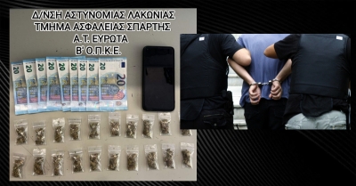 Συλλήψεις για χασίς σε Ευρώτα και Μονεμβασιά